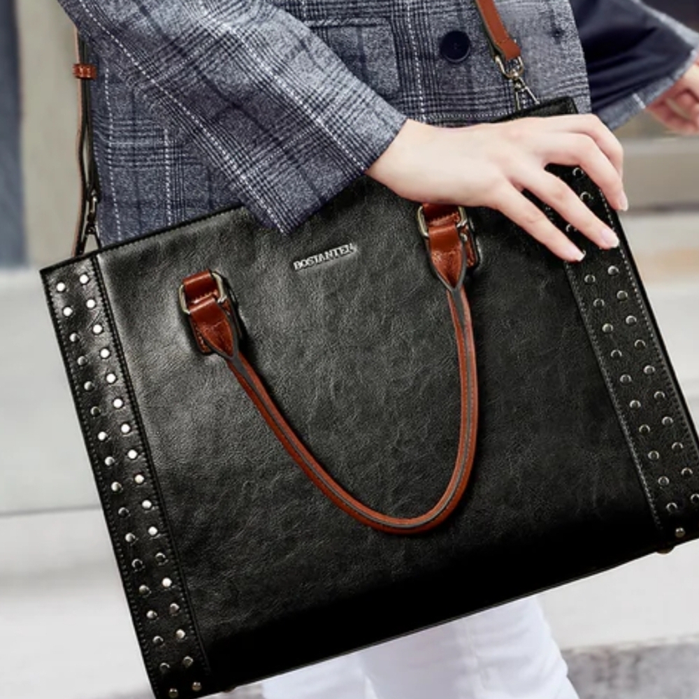 Bostanten Cruze Timeless Leather Designer Handbag Black & Brown